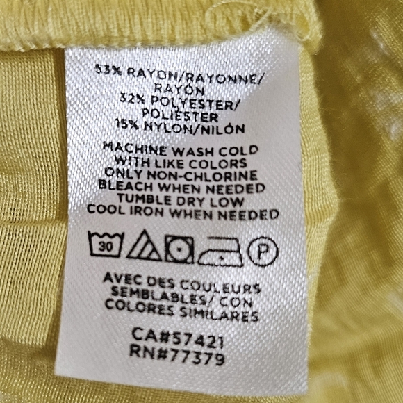 Ann Taylor Textured Yellow Floral Scoop Neck Boho Women's Top Large Petite - Picture 9 of 10